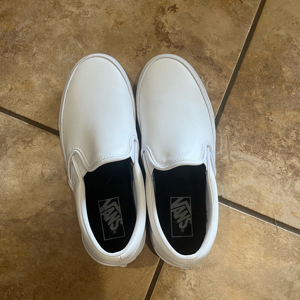 Vans White Slip-On Sneakers with Elastic Panels